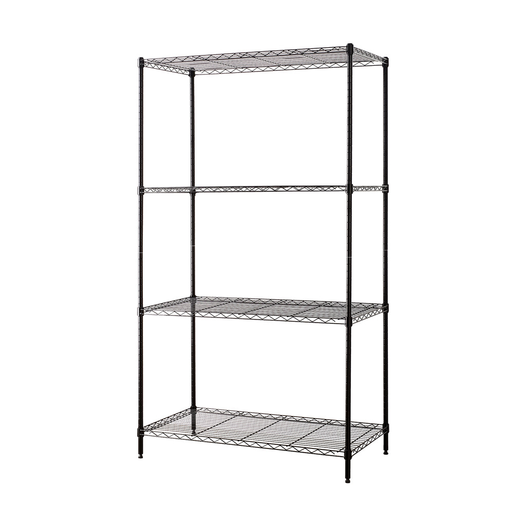 KASSA HOME ชั้นตะแกรงเหล็กอเนกประสงค์ 4 ชั้น Rocky รุ่น A1932-MBK ขนาด 90 x 45 x 160 ซม. สีดำ