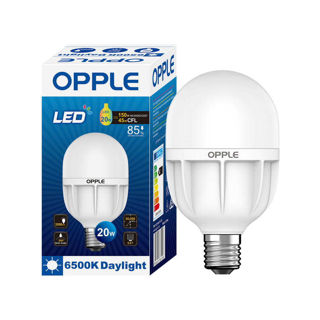 OPPLE หลอดไฟกลม LED E27 20W Daylight ES1HPB-E27-20W-DLCT