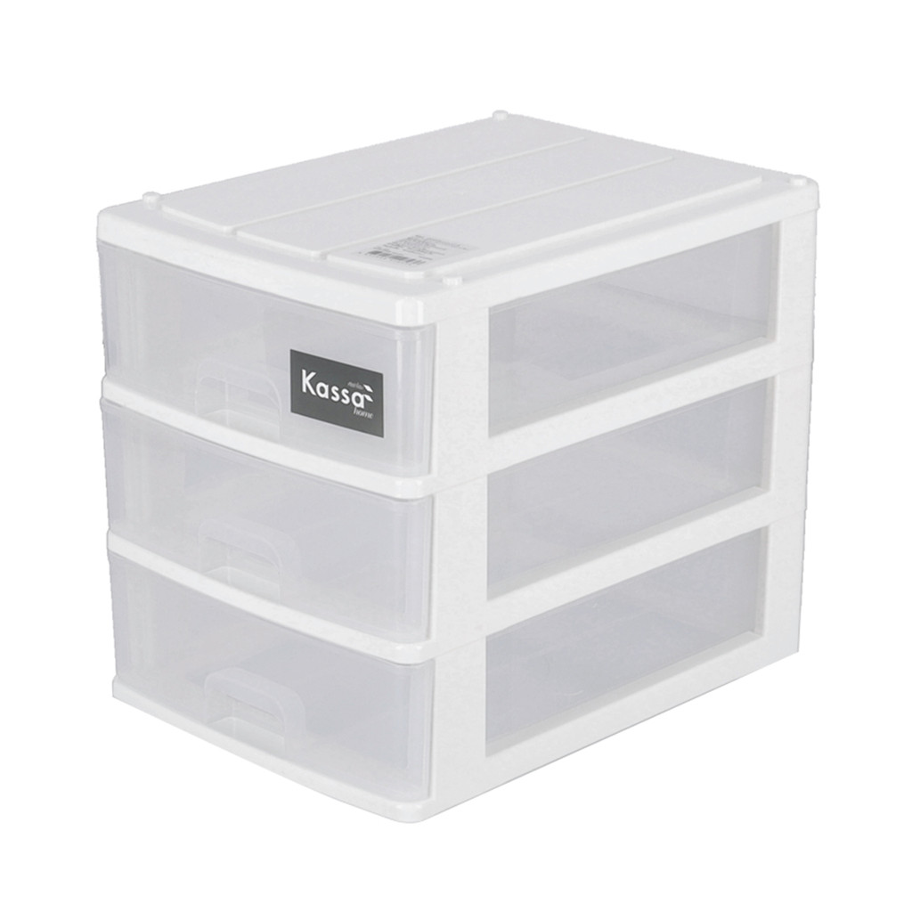 KASSA HOME ตู้ลิ้นชักตั้งโต๊ะอเนกประสงค์ 3 ชั้น รุ่น JCJ-2823 ขนาด 25.2 x 35.2 x 32.5 ซม. สีขาว – โปรปัง
