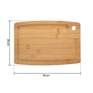 เขียงไม้ไผ่ทรงสี่เหลี่ยมเล็ก มีร่อง KASSA HOME รุ่น CB-003 ขนาด 20 x 30 ซม. สีบีช