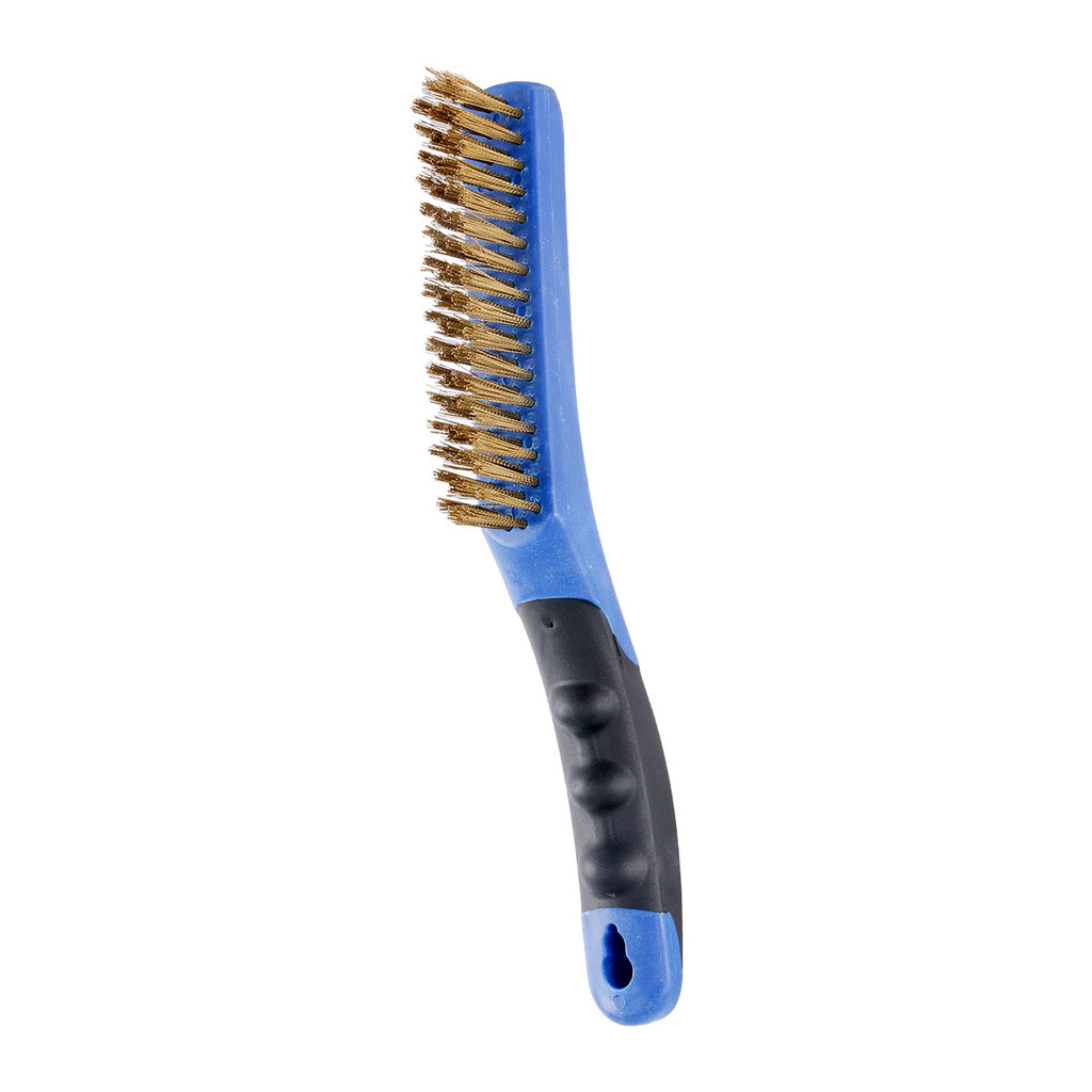 แปรงลวดทองเหลืองด้ามพลาสติก 4 แถว GIANT KINGKONG PRO รุ่น KKP31303 ขนาด 250 มม. สีน้ำเงิน