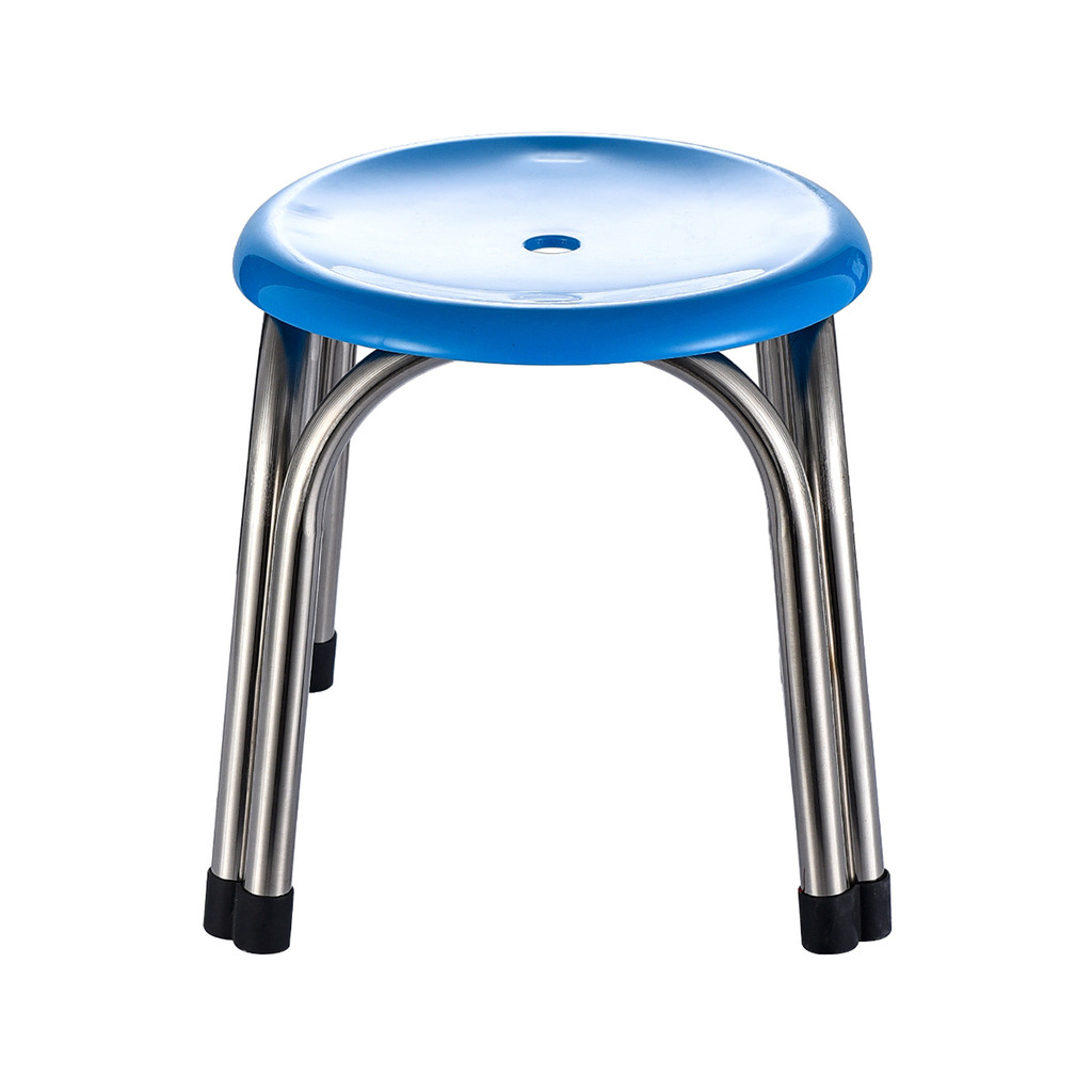 KASSA เก้าอี้สเตนเลสกลม ที่นั่ง PP (M) รุ่น SPP-30CM-SB สีฟ้า