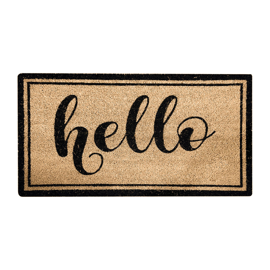 KASSA HOME พรมใยมะพร้าว พิมพ์ลาย รุ่น WG-VBC-HELLO ขนาด 40 x 70 x 1.5 ซม. สีธรรมชาติ