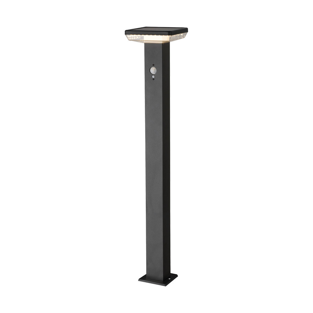 LUZINO โคมไฟเสาสนามโซลาร์เซลล์ Motion Sensor 5W WW รุ่น KH 1964 PS H0.8-BK สีดำ