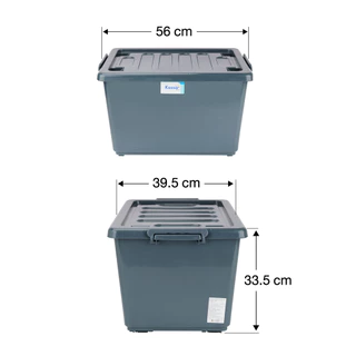 KASSA HOME กล่องอเนกประสงค์พร้อมล้อและฝาล็อก รุ่น PSM-8107 ขนาด 49 ลิตร สีเทา