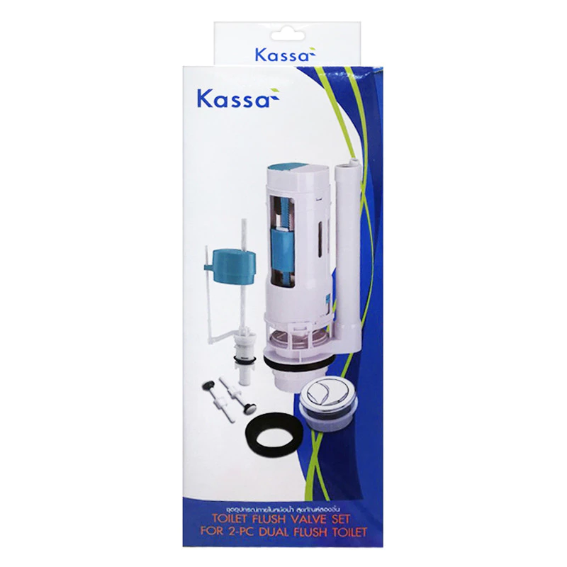 KASSA ชุดอุปกรณ์ภายในหม้อน้ำ สุขภัณฑ์สองชิ้น รุ่น KS-01 สีขาว - น้ำเงิน