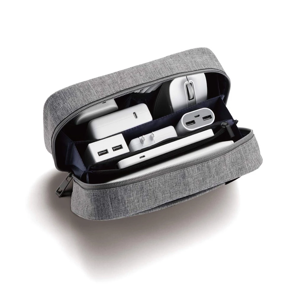 ELECOM Gadget Pouch BMA-GP14GY Large Capacity Freestanding Gray thumbnail 3