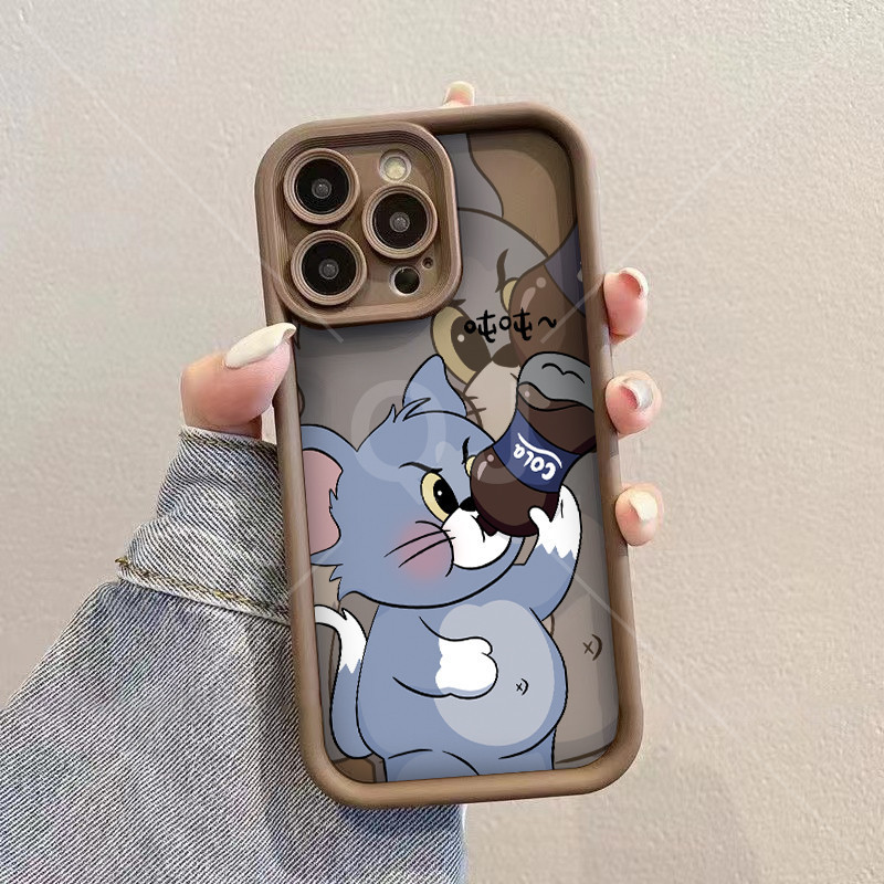 เคส Samsung A16 5G A06 A55 5G A35 5G A25 5G A7 2018 A10 A15 5G A05S A05 A22 5G A70 A70S A01 M10 A01 Core การ์ตูนแมวทอมดื่มโค้กกรณีโทรศัพท์