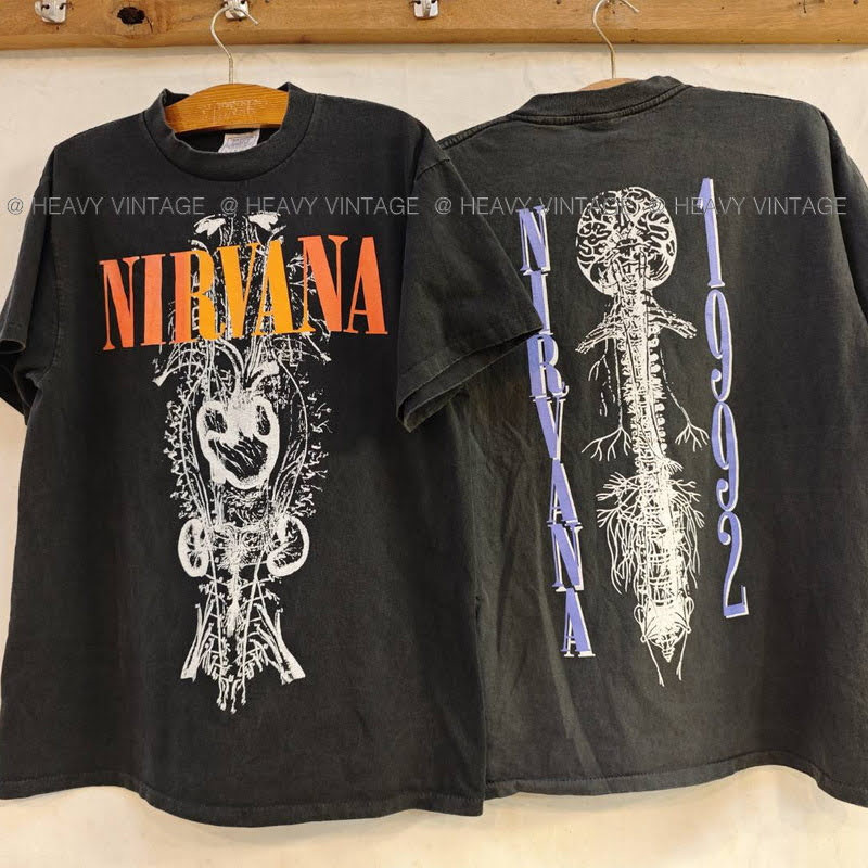 NIRVANA tour 1992 Bio Washed เสื้อวินเทจ เสื้อทัวร์ วงร๊อค  heavy vintage shirt