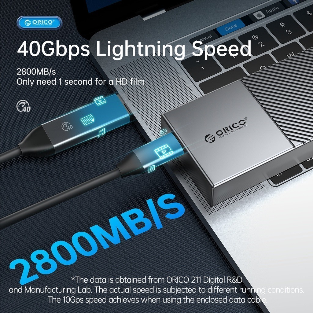 [ออกใบกำกับภาษีได้ E-TAX] ORICO USB4.0 M2 NVMe SSD Enclosure 40Gbps PCIe3.0x4 Aluminum Case