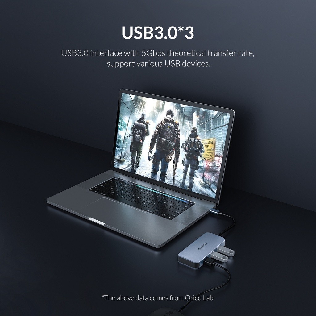 [ออกใบกำกับ- ทักแชท] ORICO 6 in 1 USB C ถึง USB 3.0 HUB HDMI ความเร็วสูง OTG อะแดปเตอร์สําหรับ Macbook PC แล็ปท็อป - รูปที่ 3