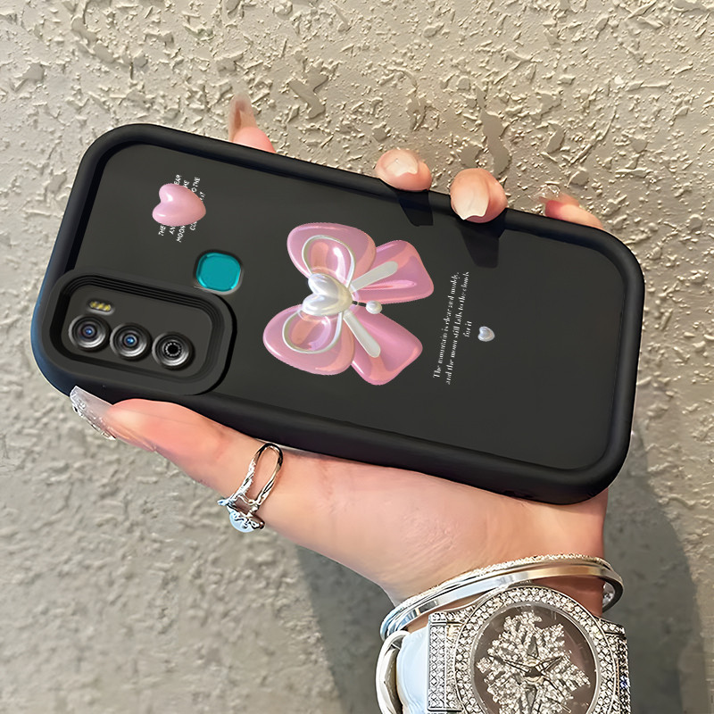 เคสสำหรับ Infinix Hot 11 Play Hot 10 Play Hot 9 Play เคสโบว์สีชมพูเคสโทรศัพท์