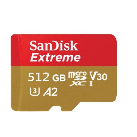 SanDisk Extreme microSDXC, SQXAV 512GB, V30, U3, C10, A2, UHS-I, 190MB/s R, 130MB/s W ME6-000955