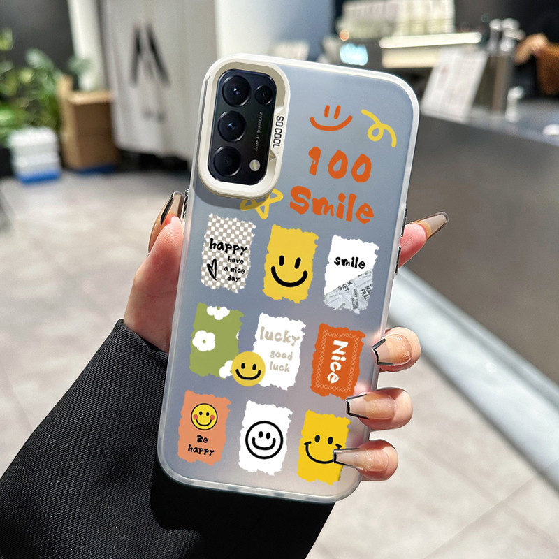 เคสสำหรับ OPPO Reno 5 4G Reno 5 5G Reno 5K Reno 6 4G Find X3 Lite เคสโทรศัพท์อีโมจิใบหน้ายิ้ม
