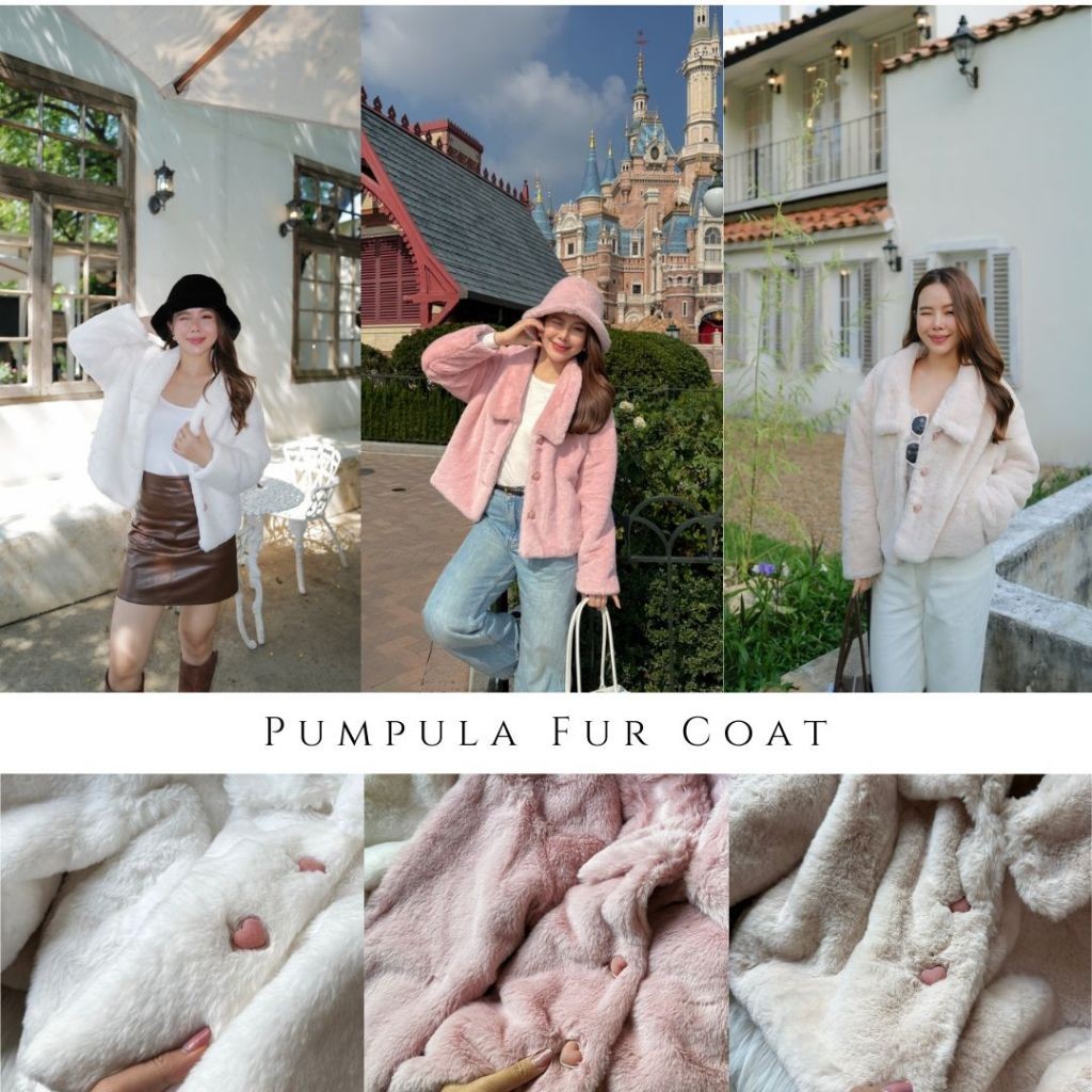 MyWay Brand : In Stock ‼️ Pumpula Fur Coat เสื้อโค้ทขนเฟอร์ คอวี+ปก งานกระดุมหน้า