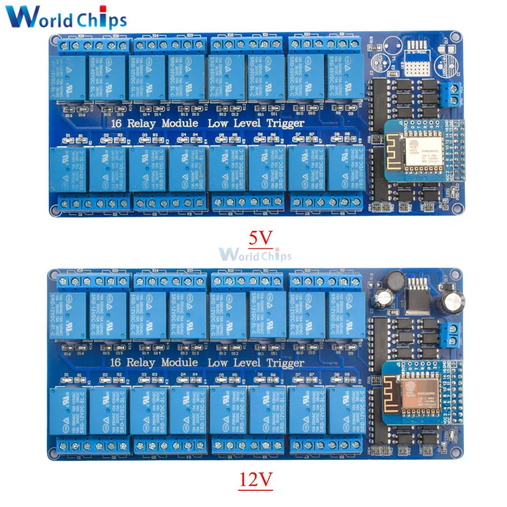 โมดูลรีเลย์ WiFi <0>DC 5V 12V 16 ช่องออนบอร์ด ESP8266WIFI โมดูลรีเลย์ควบคุม WiFi