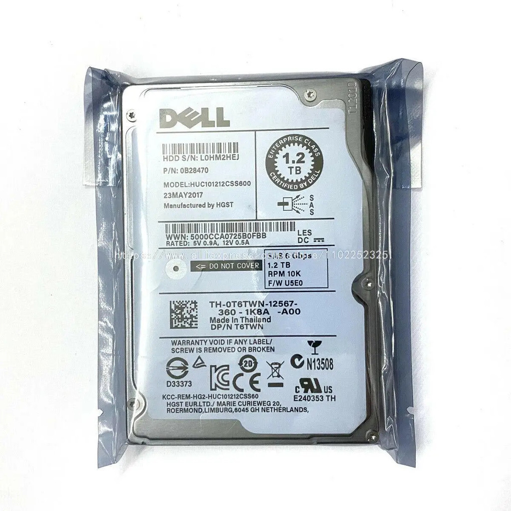 <0>1.2TB 6G 10K 2.5" SAS 0T6TWN T6TWN HUC 101212 ฮาร์ดไดรฟ์ HDD CSS600 สำหรับเดลล์