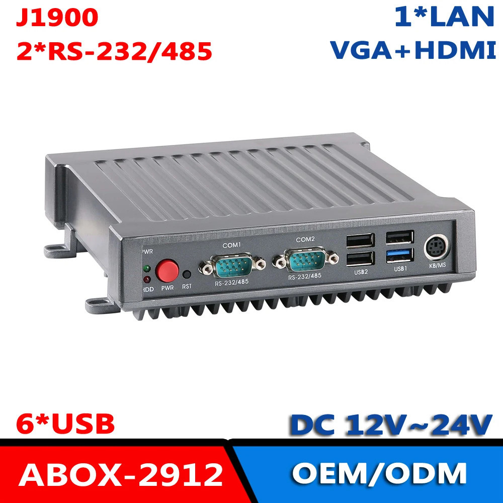 J1900 พีซีอุตสาหกรรมแบบติดตั้งบนชั้นวาง 4 คอร์ ไร้พัดลม 2*RS-232/485 win7