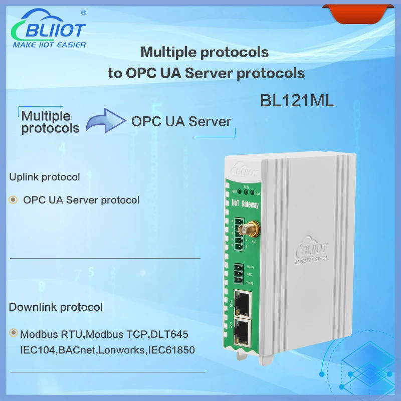 โปรโตคอลอุตสาหกรรม Bliiot เกตเวย์แปลงอัจฉริยะ มิเตอร์อัจฉริยะ DLT645 modbus RTU TCP เป็น opc ua รองร