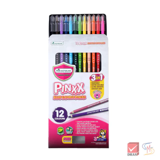 Master Art มาสเตอร์อาร์ต ดินสอสี Pinxx 12 สี ระบายนํ้าได้ สำหรับเด็กเล็ก 3 ขวบขึ้นไป สีเสริมพัฒนาการ