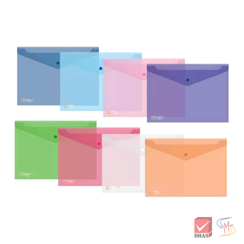 Elephant ตราช้าง แฟ้มกระเป๋า แฟ้มกระดุม 1 เม็ด No.425 A4 จำนวน 12 ซอง