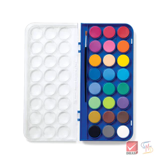 Master Art มาสเตอร์อาร์ต สีน้ำ สีน้ำก้อน 24 สี กล่องพลาสติก แถมพู่กัน (1 กล่อง)