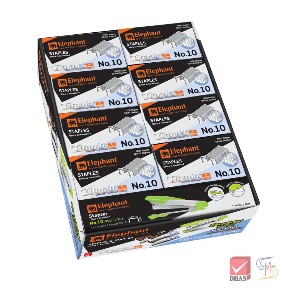 Elephant ตราช้าง ลวดเย็บกระดาษ ไททาเนีย No. 10 Buddy Pack จำนวน 1 ชุด รูปที่ 3