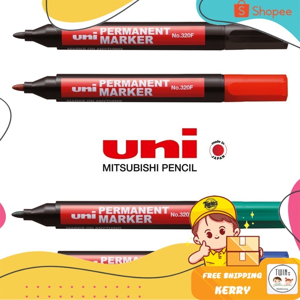 ปากกาเคมี Uni Permanent Marker รุ่น NO. 320F ปากกา ยูนิ มาร์คเกอร์ อเนกประสงค์