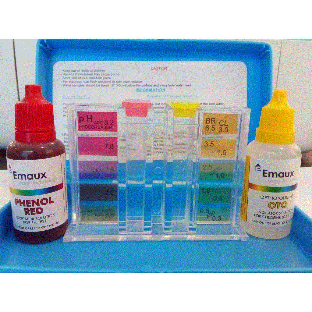 EMAUX TEST KIT ชุดทดสอบค่า PH & CL สำหรับน้ำในสระว่ายน้ำทุกประเภท CL for Chlorine and pH CE029