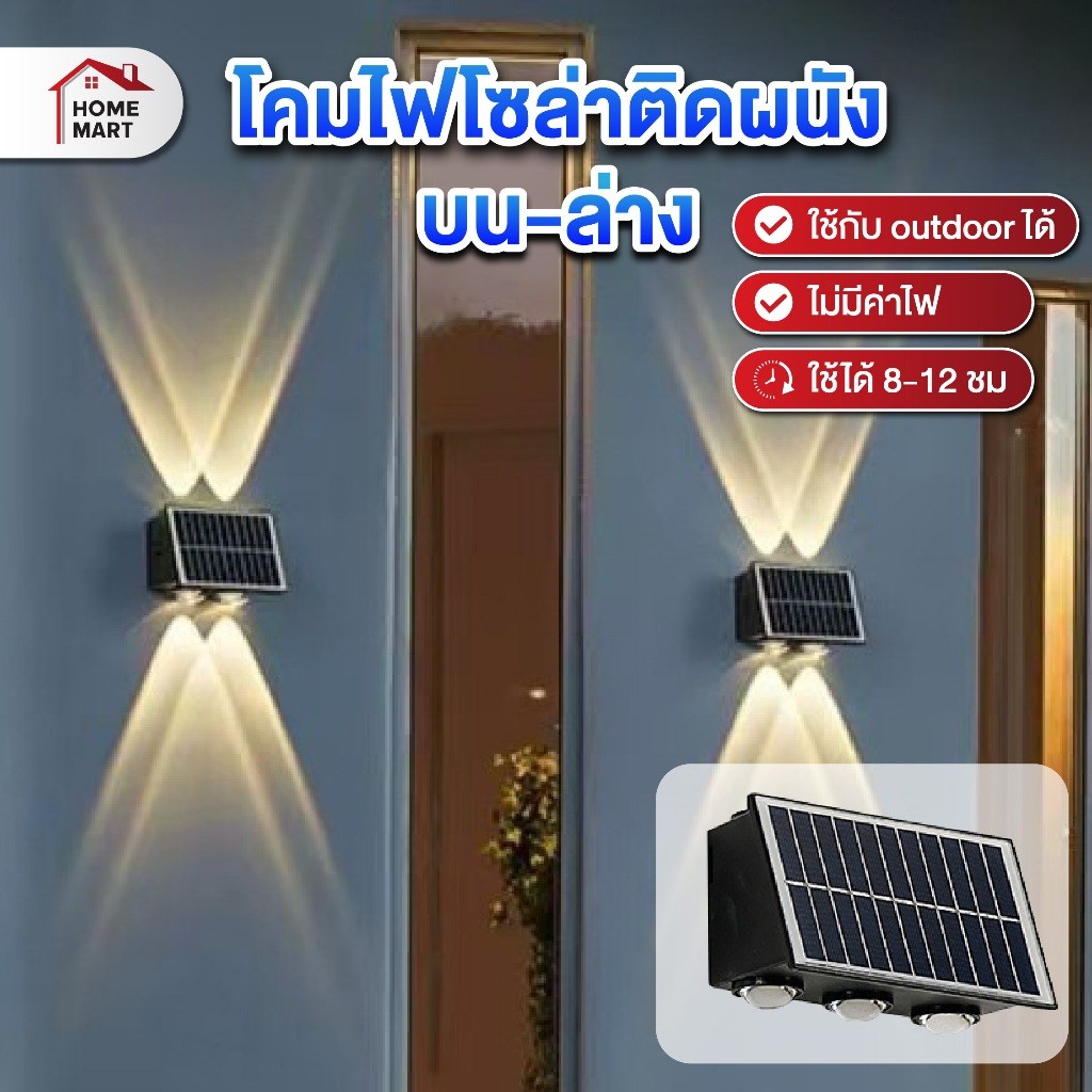โคมไฟติดผนังโซลาร์เซลล์ สีเหลือง RGB ทองเหลือง LED4/6ดวง หลายสี ไฟตกแต่ง ไฟรั้ว ไฟโซล่า โคมไฟพลังงานแสงอาทิตย์ IP65