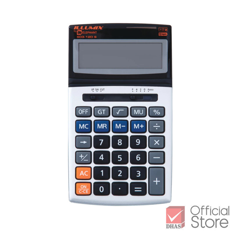 Illumix เครื่องคิดเลข รุ่น S03-12D สีเงิน จำนวน 1 เครื่อง