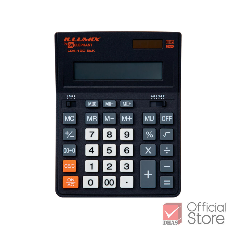 Illumix เครื่องคิดเลข เครื่องคิดเลขขนาดใหญ่ รุ่น L04-12D สีดำ จำนวน 1 เครื่อง