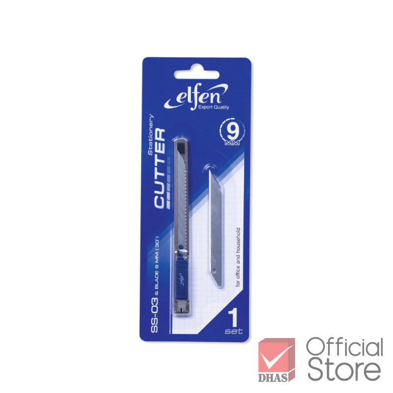 Elfen (เอลเฟ่น) คัตเตอร์ ที่ตัดกระดาษ รุ่น SS-03 พร้อมใบมีดขนาด 9 มม. แถมใบมีด 1 ชิ้น ( 1 แพ็ค )