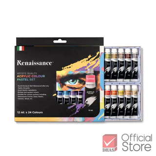 Renaissance สีอะคริลิค ชุดสีอะคริลิค รุ่นพาสเทล 12มล. 24สี จำนวน 1 เซ็ท