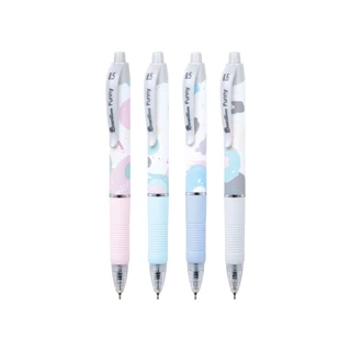 Quantum ปากกา ปากกาลูกลื่น เจลลูลอยด์ ฟันนี่ 0.5 น้ำเงิน คละสี จำนวน 4 ด้าม