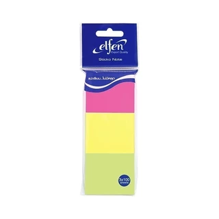 Elfen กระดาษโน๊ต กระดาษโน๊ตกาวในตัว 3 สี 1.5X2 นิ้ว 100 แผ่น จำนวน 3 เล่ม