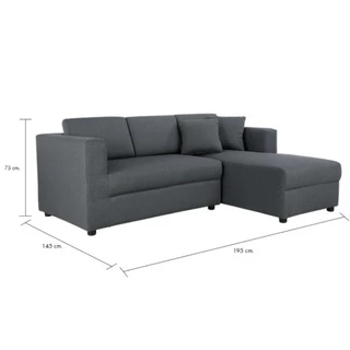 INDEX LIVING MALL โซฟาผ้า L-Shape รุ่นจิม - สีเทาเข้ม (เลือกข้างL-Shapeได้)