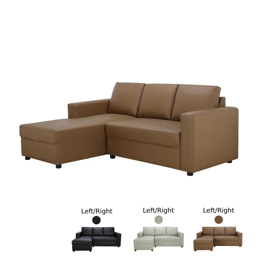 INDEX LIVING MALL โซฟาหนังสังเคราะห์ L-Shape รุ่นจอร์จ สีน้ำตาลเข้ม,สีเทาอ่อน และสีน้ำตาล(เลือกสีและ