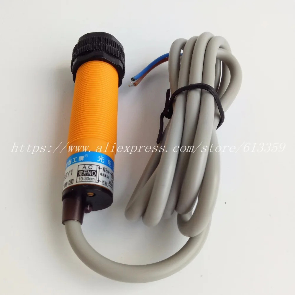 5PCS E3F-DS30Y1 E3F-DS30Y2 OMKQN M18 สวิตช์โฟโตอิเล็กทริคแบบสะท้อนแสง 90-250VAC 2-สาย 30ซม. ปรับได้