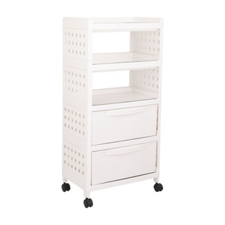 HomeHuk ตู้ลิ้นชักพร้อมชั้นวางของมีล้อ รุ่นโนรินะ - สีขาว