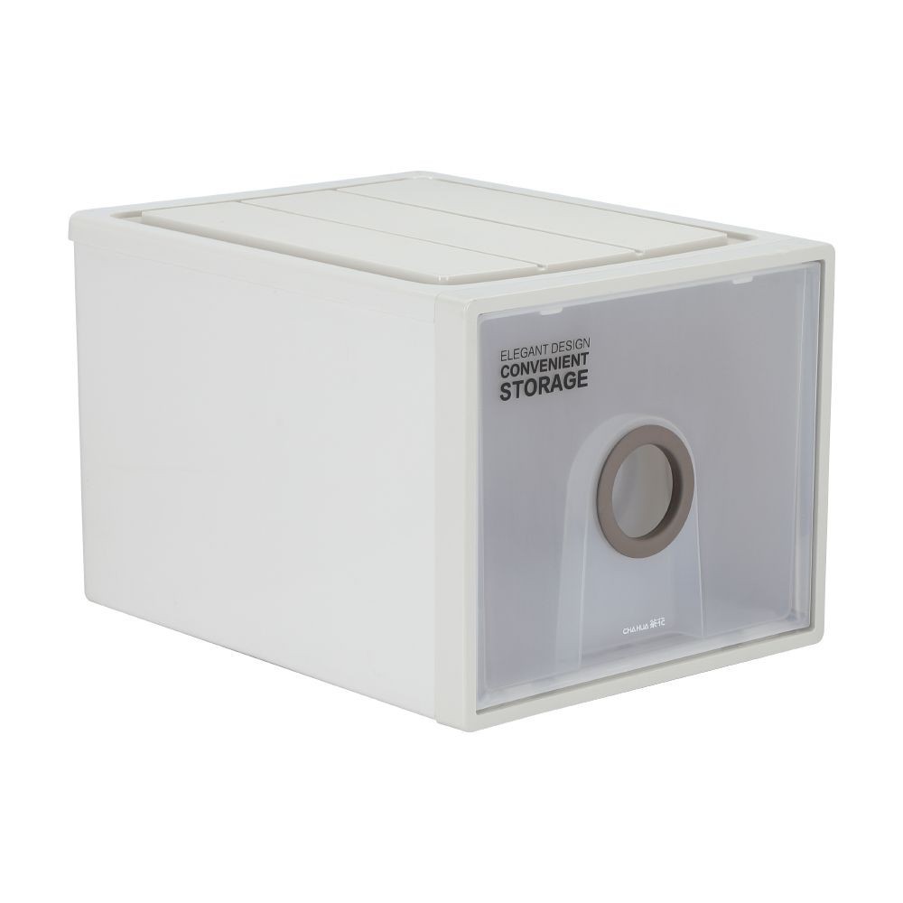 HomeHuk กล่องลิ้นชักเก็บของ รุ่นไอ-ไลค์ ขนาด 30.5 ลิตร - สีเบจ/ใสขุ่น