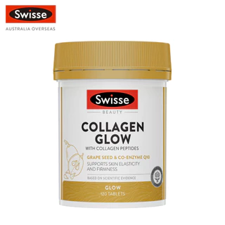 Swisse Beauty Collagen Glow with Collagen Peptides คอลลาเจนเพิ่มความงาม สารสกัดคอลลาเจน 120 เม็ด (EXP:07 2027)