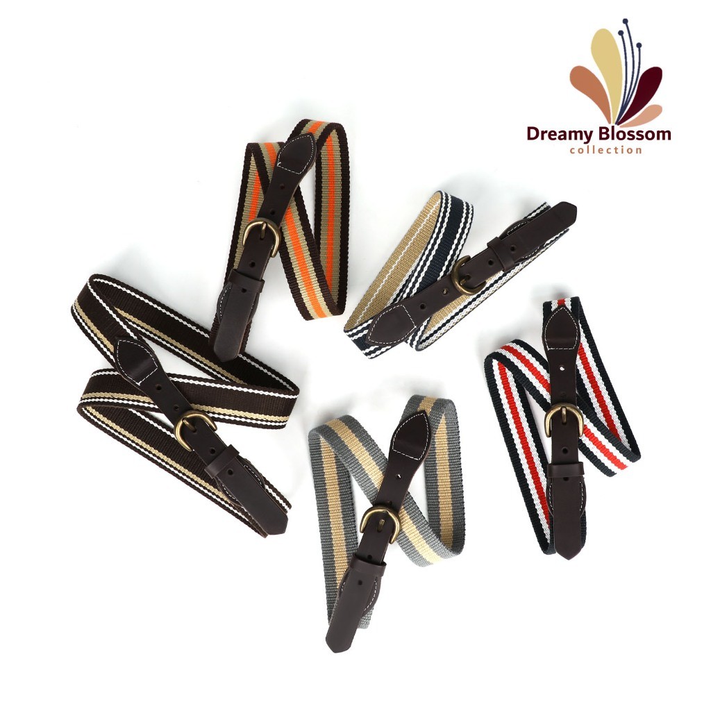 Louis Montini (Dreamy Blossom) เข็มขัดผ้าเเคนวาส ผ้าเเคนวาสผสมหนังวัวแท้ Canvas Belt MCT25