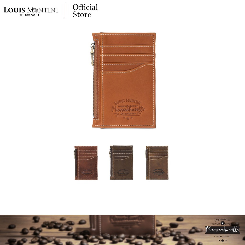 Louis Montini (Massachusetts) กระเป๋าใส่บัตรเครดิต หนังวัวพูลอัพ WK32