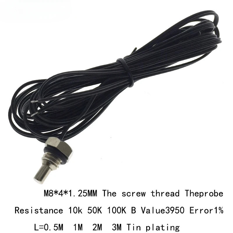 10 ชิ้น หัววัดเกลียว M8x4x1.2 เทอร์มิสเตอร์ NTC เซ็นเซอร์วัดอุณหภูมิ ความต้านทาน 10k 50k 100k ค่า B3