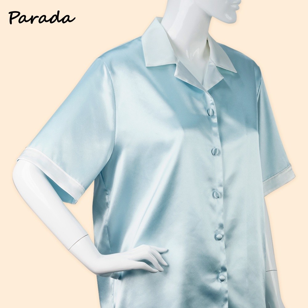 Parada ชุดนอน CW9506  PAJAMA  ของแท้ มาใหม่ สำหรับผู้หญิง  เสื้อแขนสั้น+กางเกงขาสั้น ผ้าซาติน บางเบา สวมใส่สบาย - รูปที่ 7