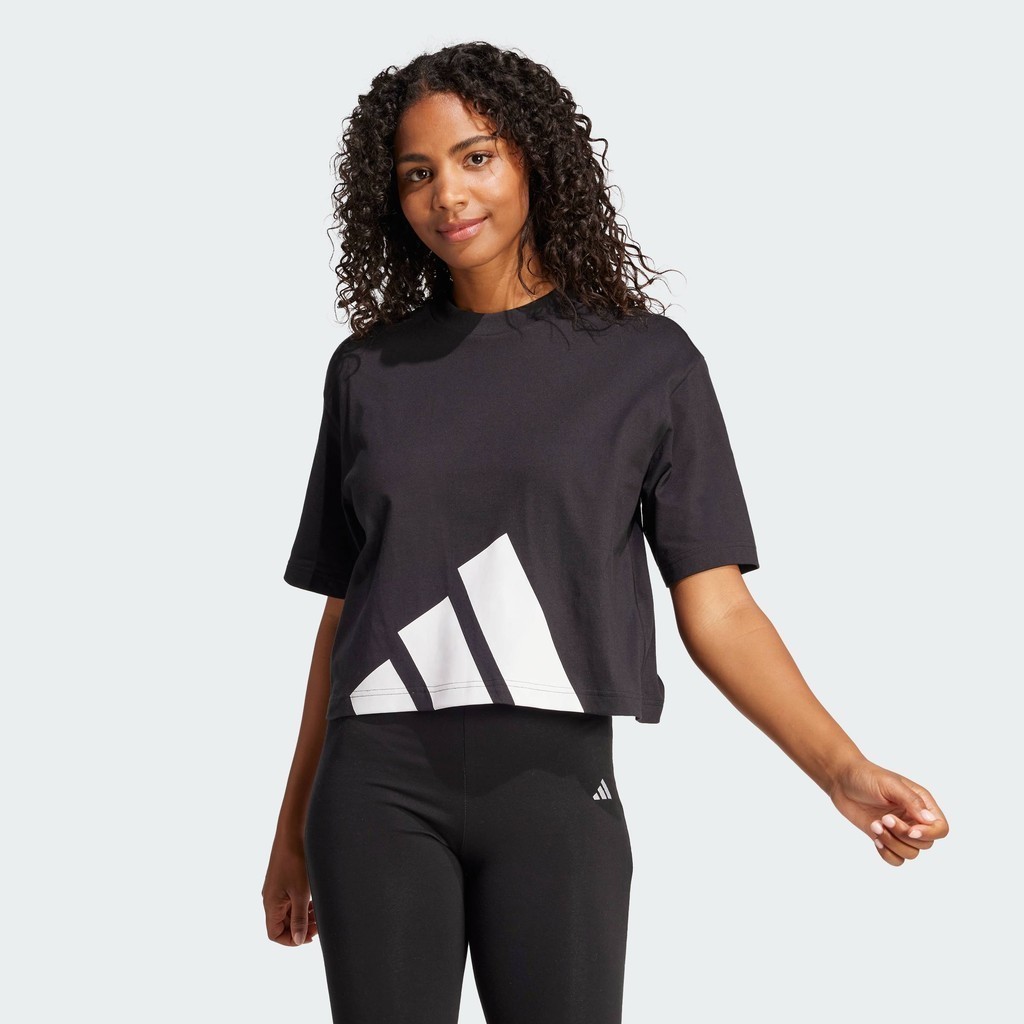 adidas Lifestyle Essentials Big Logo Boyfriend Tee Women Black JG8736