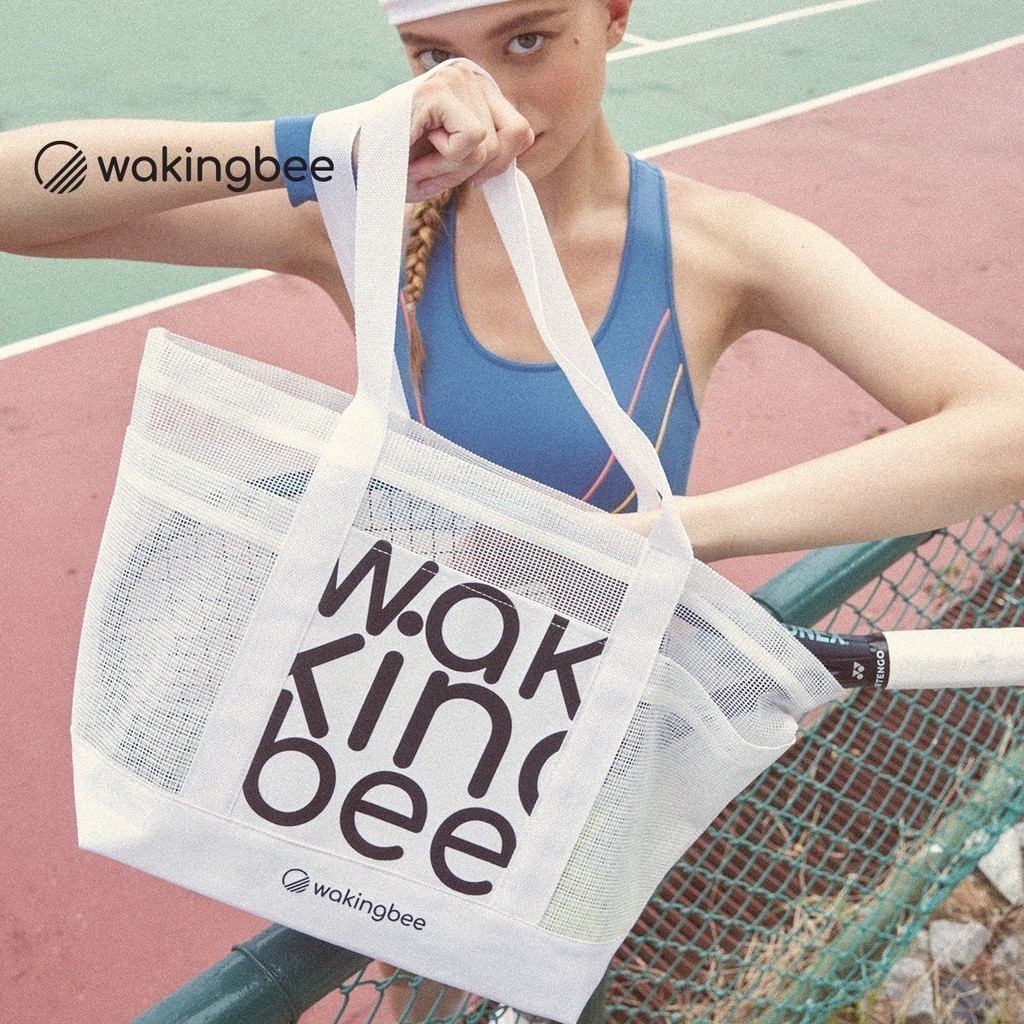 Wakingbee All-Around Tote (White) กระเป๋าผ้าไปยิม ไปทะเล ไปช้อปปิ้ง ใบใหญ่ ช่องใส่ของเยอะ ทรงสวย น้ำหนักเบา