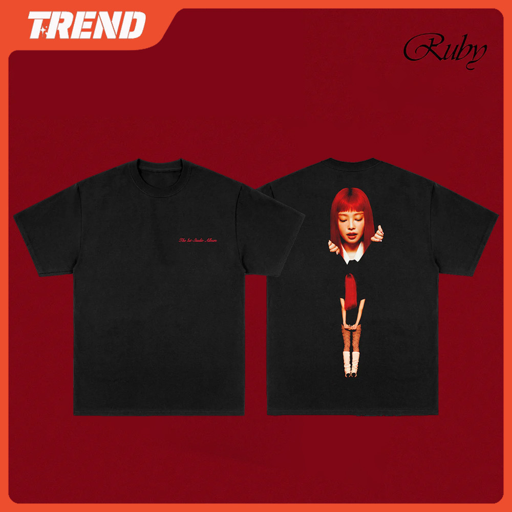 เสื้อยืด BLACKPINK JENNIE Ruby Merch สตรีทโอเวอร์ไซส์ Unisex สไตล์วินเทจ