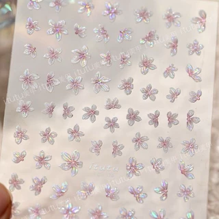 สติกเกอร์ติดเล็บ รูปดอกชบา 3D สินค้าพร้อมส่งในไทย แผ่นละ 9 บาท